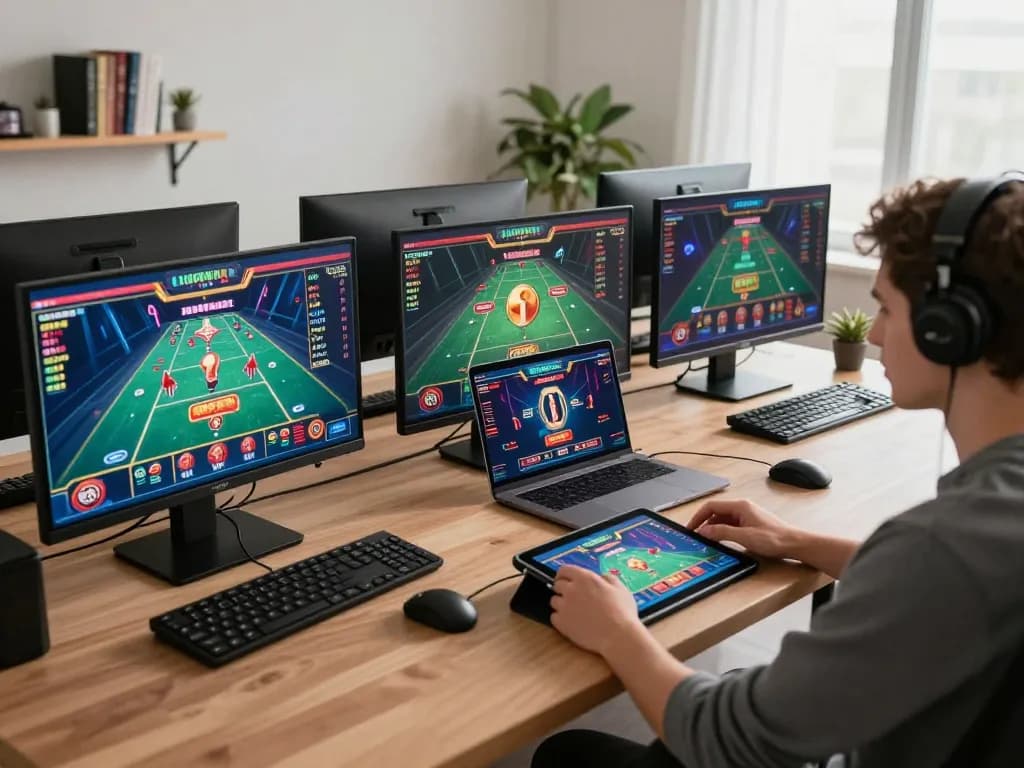 Player engaged in strategic betting on tt88 using a professional online gaming setup.