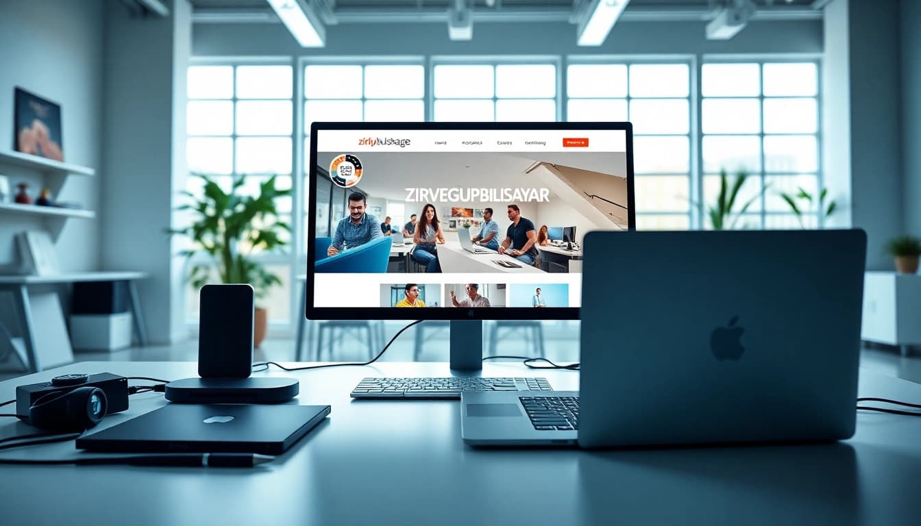 zirvegrupbilgisayar websitesi açık modern ofis düzeni içindeki teknoloji.