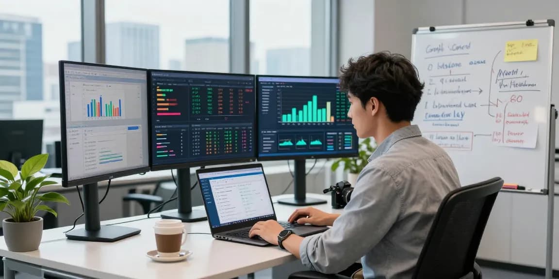Expert analyzing the casino pbn footprint guide metrics in a modern office.
