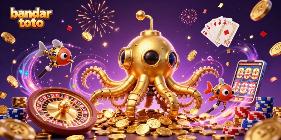 Experience the excitement of bandar toto with a vibrant 3D casino scene filled with thrilling game elements.