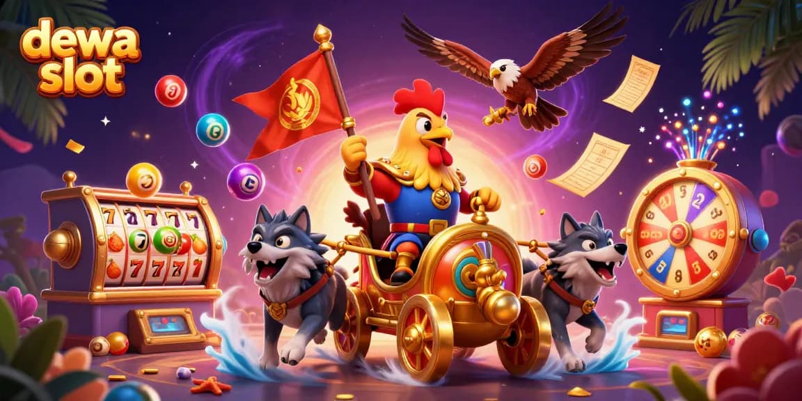 Engage with dewa slot excitement through this dynamic 3D casino scene showcasing action and riches.