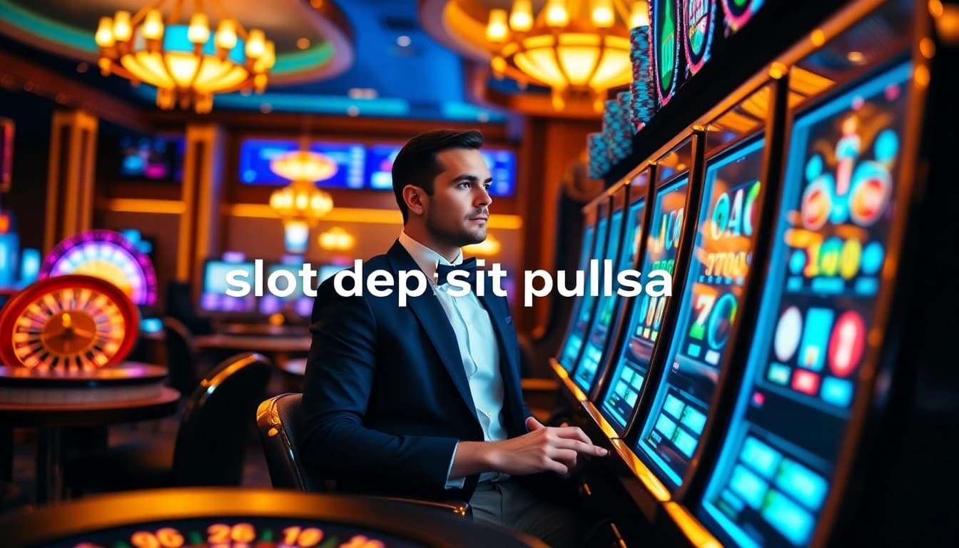 Rasakan sensasi bermain slot deposit pulsa dengan visual yang menarik di lingkungan kasino mewah.