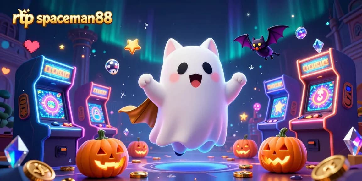 Experience rtp spaceman88 in this vibrant casino scene with playful characters and game elements.