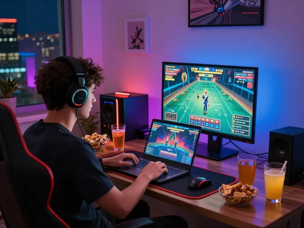 Player engaged in a baccarat game, showcasing the excitement of 바카라사이트 in a modern cozy setting.
