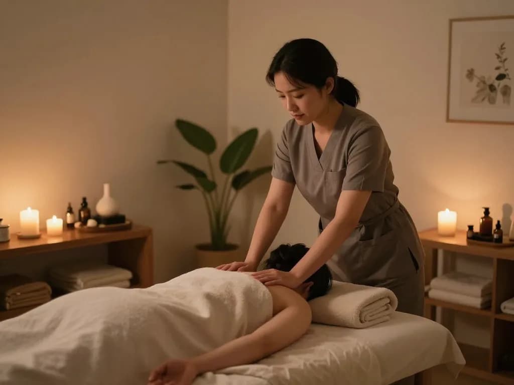 Relaxing 서울출장마사지 therapy session in tranquil spa environment with soothing ambiance.