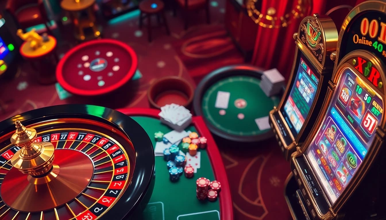 Terlibat dalam suasana kasino yang mendebarkan yang menampilkan 'Utama4D Daftar' di antara elemen perjudian yang dinamis.