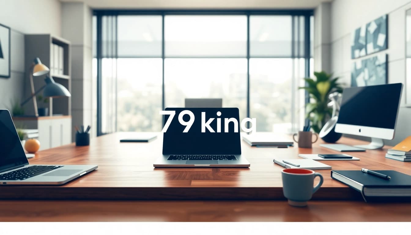 Showcase of the 79king logo in a modern office setting, emphasizing professional branding.