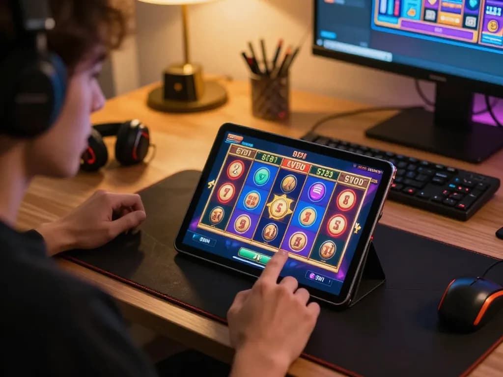 Engaging gameplay on tablet demonstrating depo 10k slot gaming excitement with vibrant graphics.