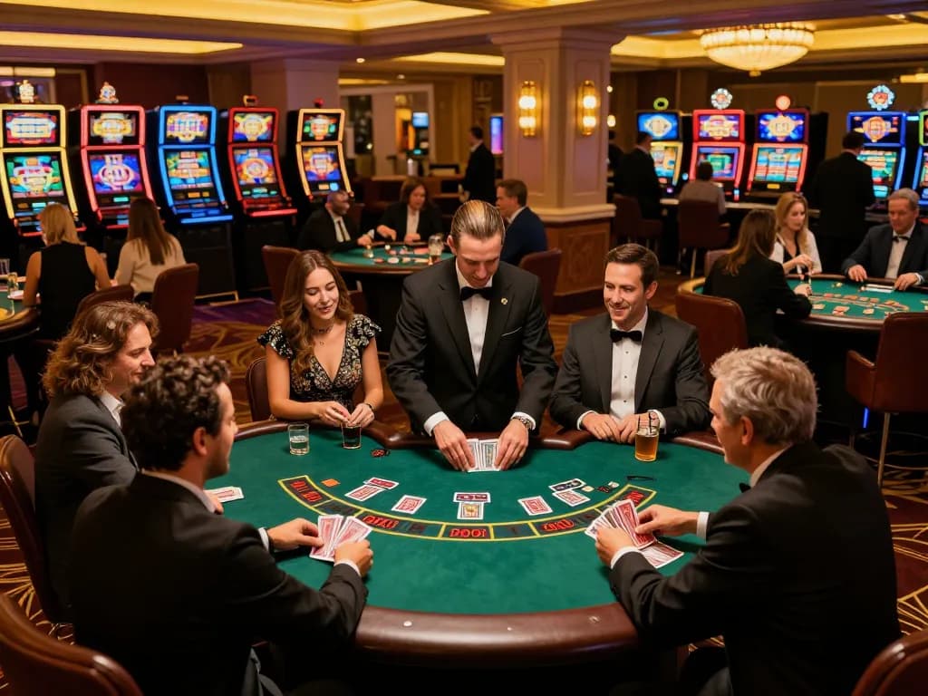 Thrilling blackjack action at the casino featuring B52 players strategizing their bets