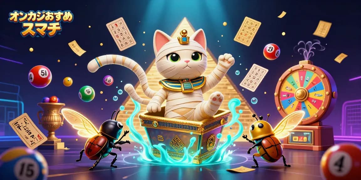 オンカジおすすめスマホでのゲームプレイを楽しむカジノキャラクターたちが描かれたイラスト。