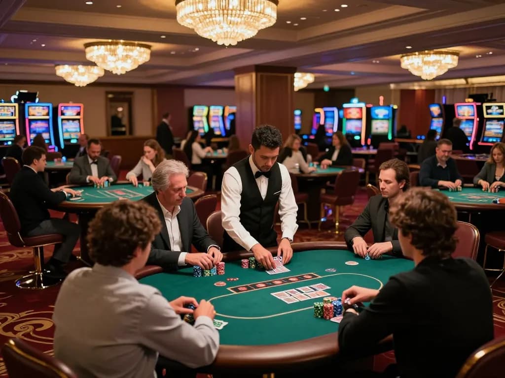 Experience high-stakes poker games at an upscale casino featuring giường bệnh nhân design, strategic gameplay, and luxury atmosphere
