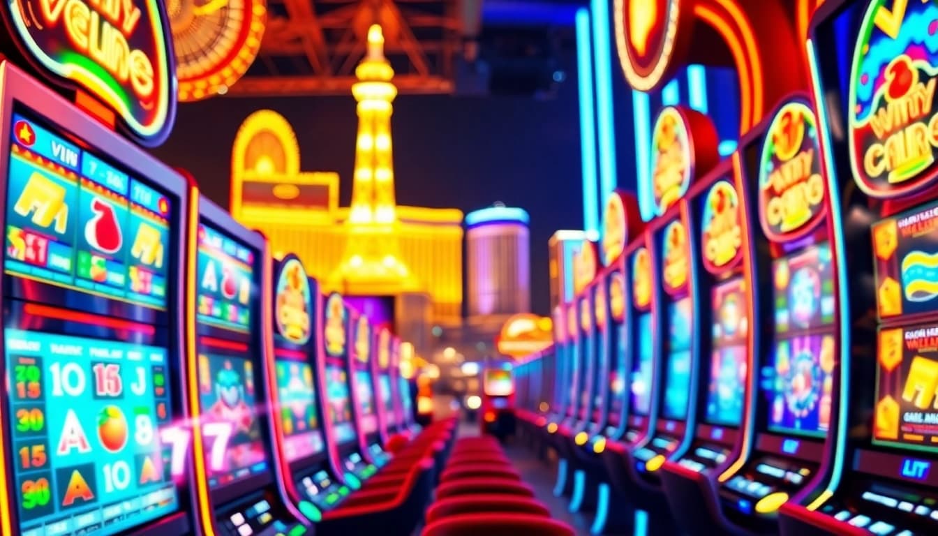 Experience the excitement of winning at Vegas hero online casino with vibrant lights and joyful players.