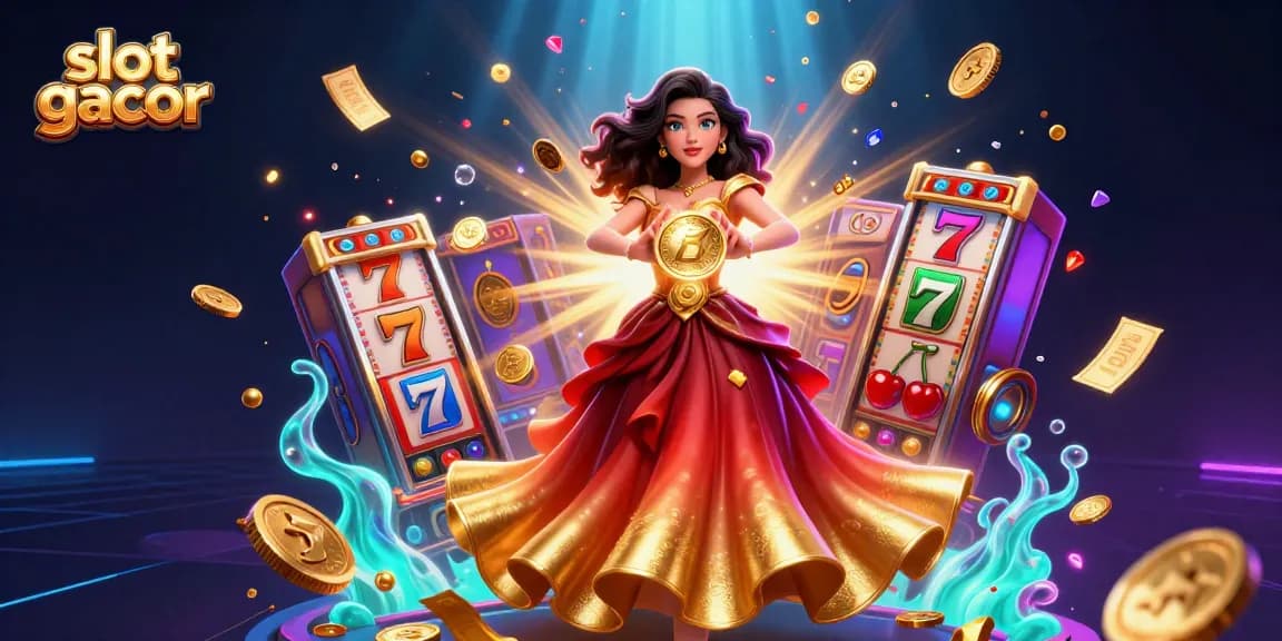 Experience slot gacor thrills with a stunning golden coin and captivating casino elements.
