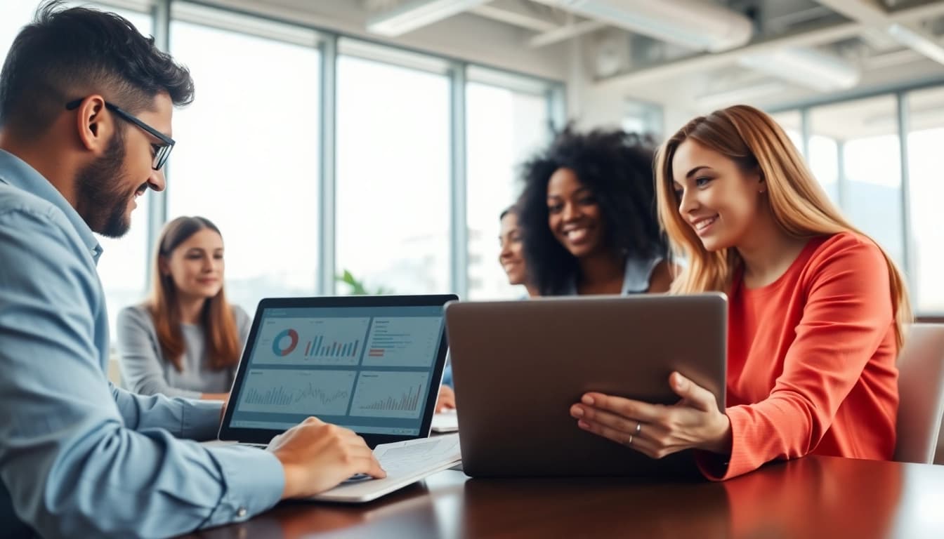 Utilize HubSpot CRM free to enhance teamwork in a vibrant office space.