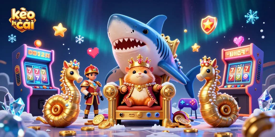 Engage with kèo nhà cái through vibrant arcade-themed casino art featuring a fierce hamster king.
