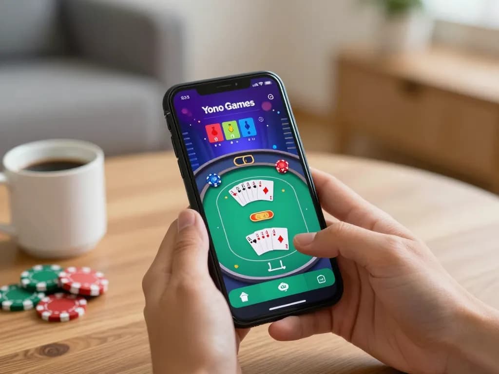 Engaging gameplay with all Yono games displayed on a smartphone screen during a cozy home gaming session