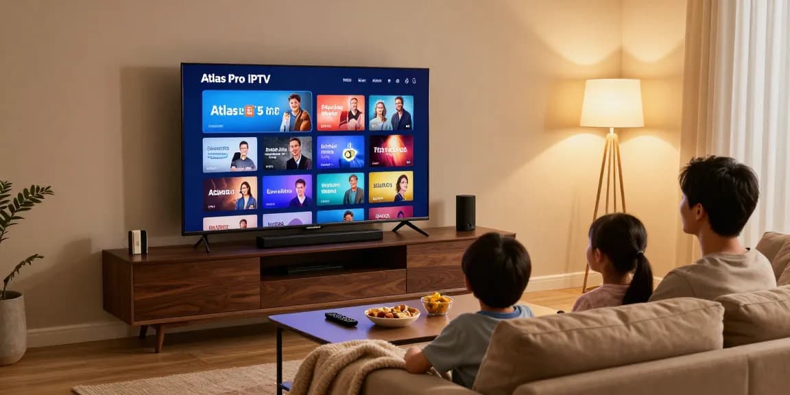 Découvrez Atlas Pro IPTV avec la famille profitant de séries et de films de qualité à la maison.