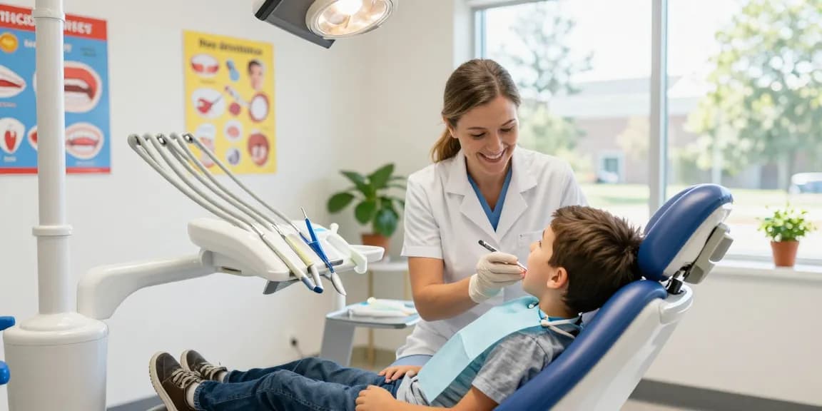 Child visiting a dentist Mooresville nc in a bright, welcoming office.
