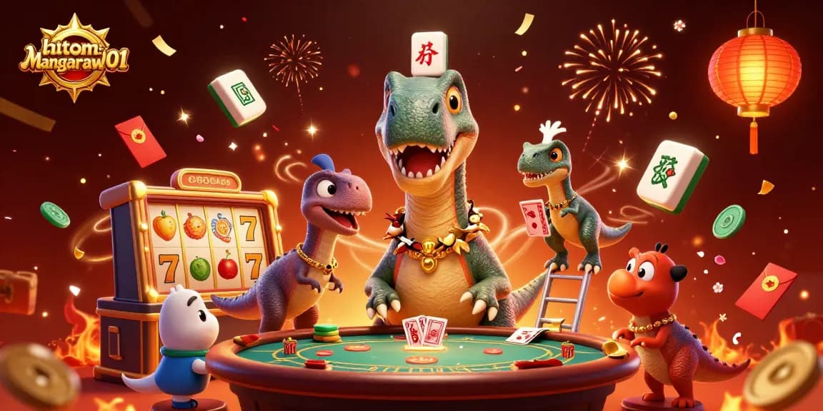 hitomi-mangaraw01 engages the fun of gambling with a brontosaurus poker scene surrounded by lively game elements.