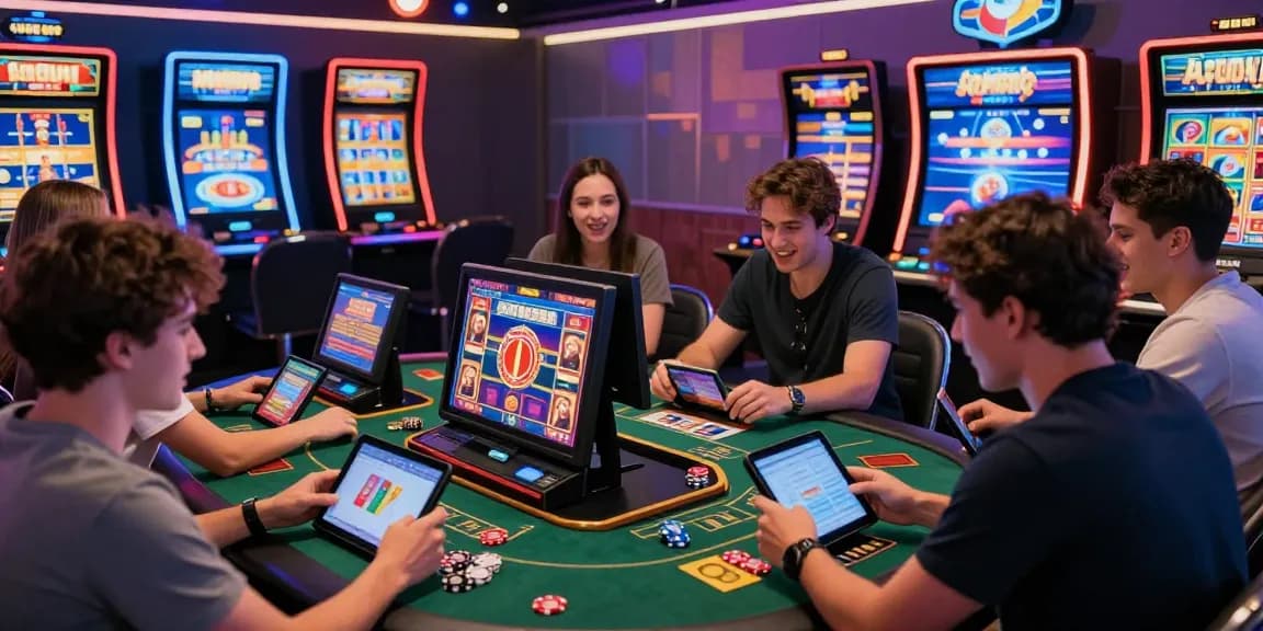Engaged players using slot deposit 5k on vibrant online gaming platform, showcasing excitement and camaraderie.