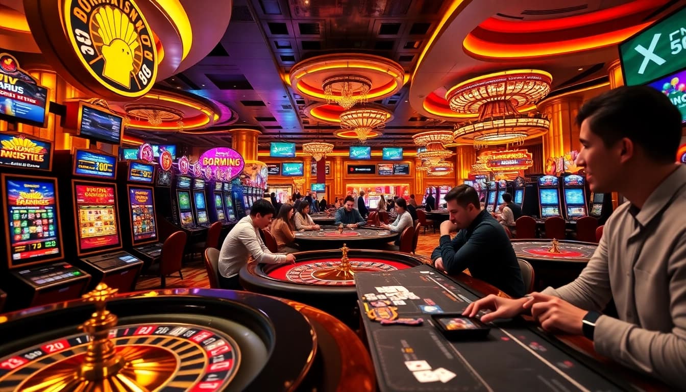 Excited players engaging in thrilling slot games at XN88 Casino, filled with vibrant visuals and action.