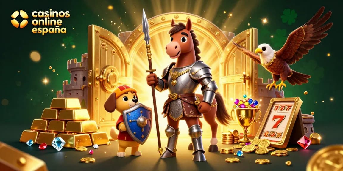 Juega en los mejores casinos online España con diversión y emoción en una ilustración vibrante.