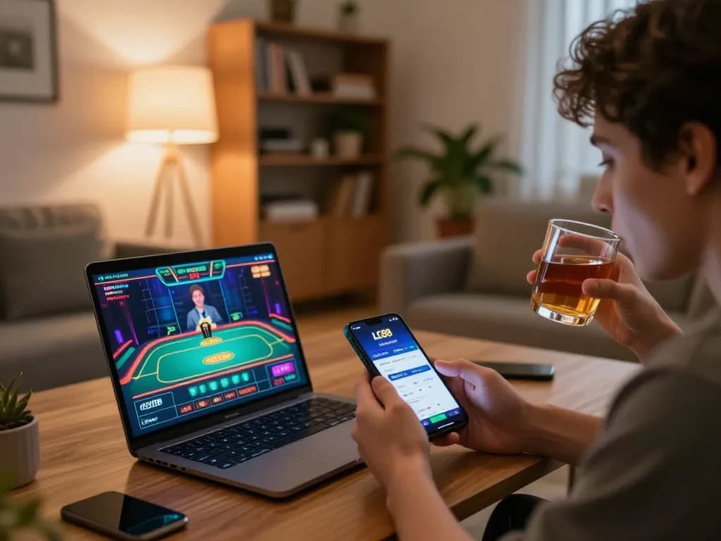 Engaging mobile betting experience with LC88 app in a cozy home setting