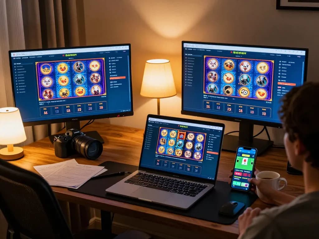 Engaging in strategic betting on 8kbet via a modern online gaming setup at home.