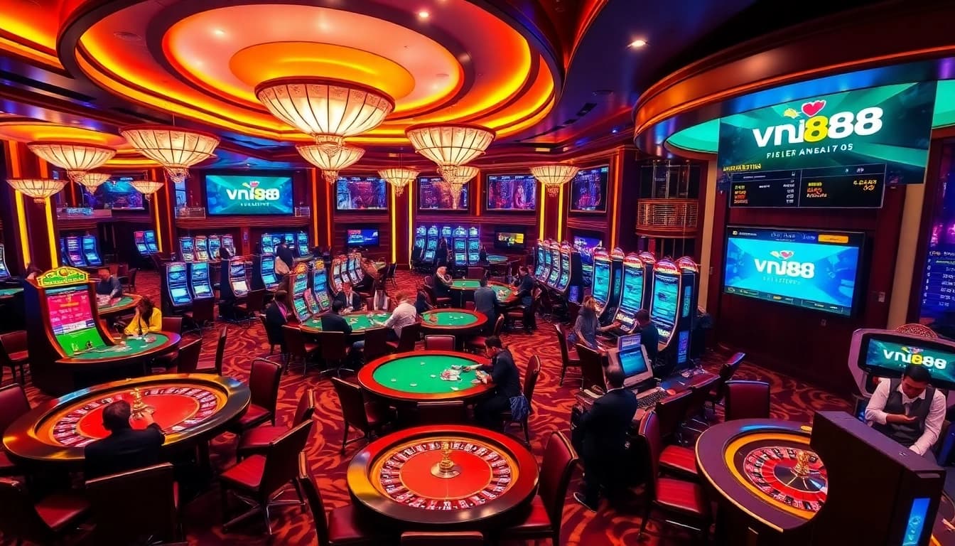 Experience thrilling gameplay at vn88, showcasing immersive casino action with players at the gaming tables.