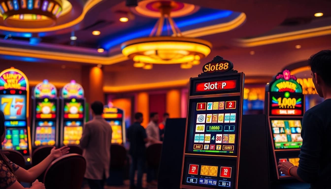Engaging slot88 rtp gaming experience featuring vibrant slot machines and colorful chips