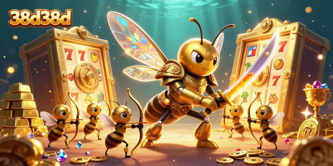Experience the excitement of 38d38d with a dynamic, illustrative casino scene filled with rich treasures.