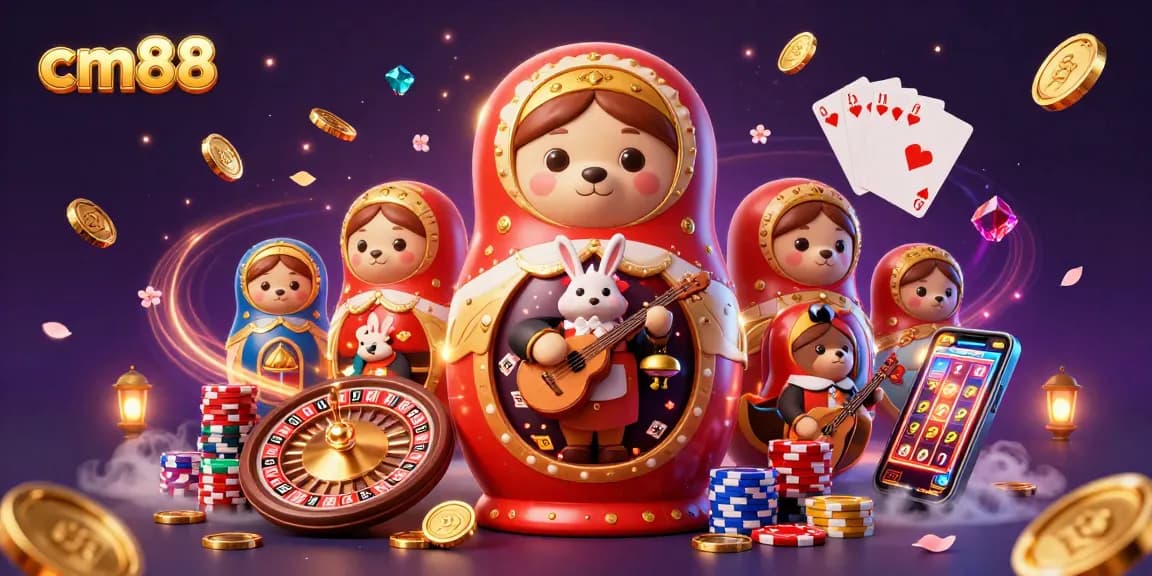 Engage with cm88 to reveal a magical 3D casino world filled with vibrant gaming elements and animated characters.