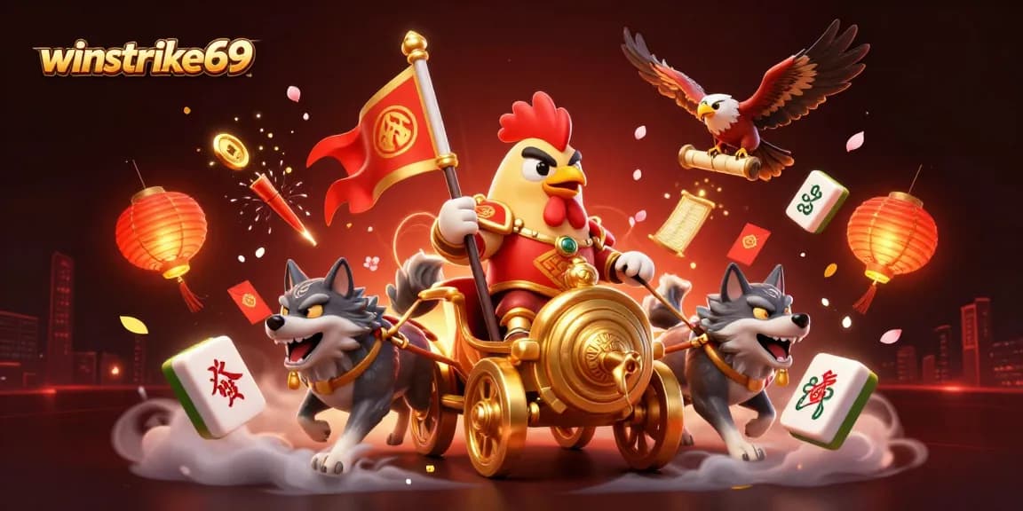 Experience thrilling gameplay with winstrike69 as 3D characters battle amidst vibrant casino elements.