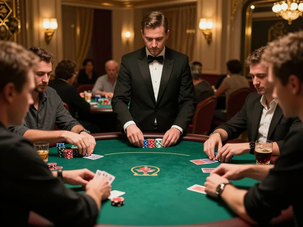 Players strategizing their next move at a 23win poker game table, immersed in the excitement.