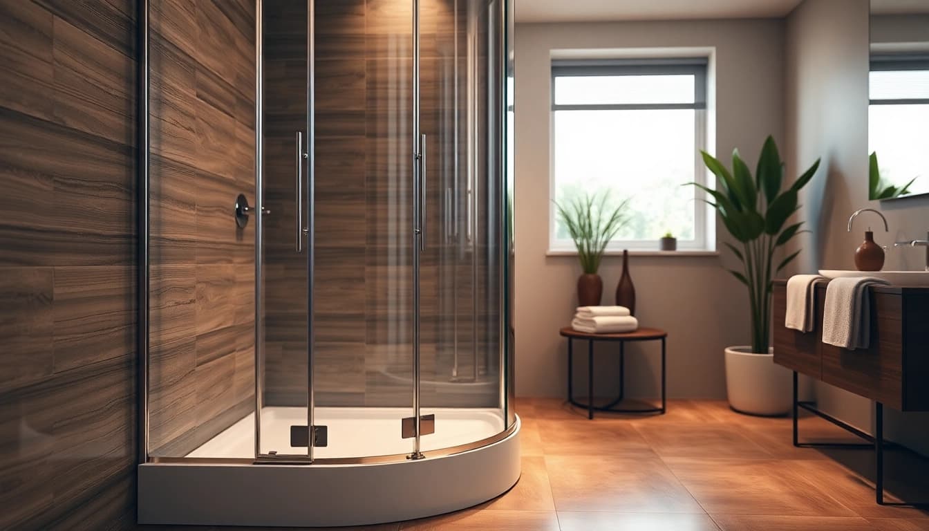 Installierte sonni Duschkabine 80x80 in modernem Badezimmer mit eleganten Details.