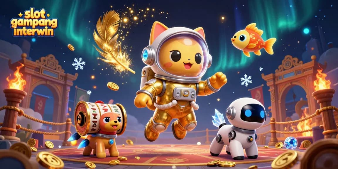 Experience thrilling wins with slot gampang menang interwin featuring festive casino elements and a dynamic cosmic scene.