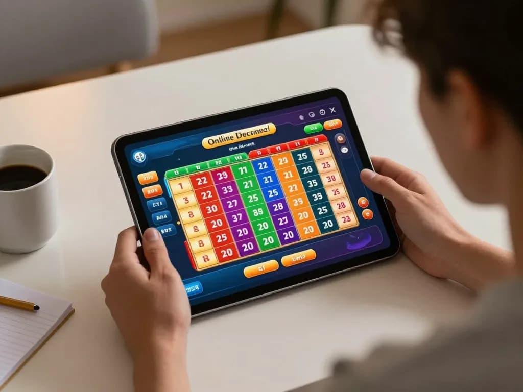 Pemain situs togel terlibat dengan antarmuka permainan online sambil merencanakan strategi di kantor rumah yang nyaman.
