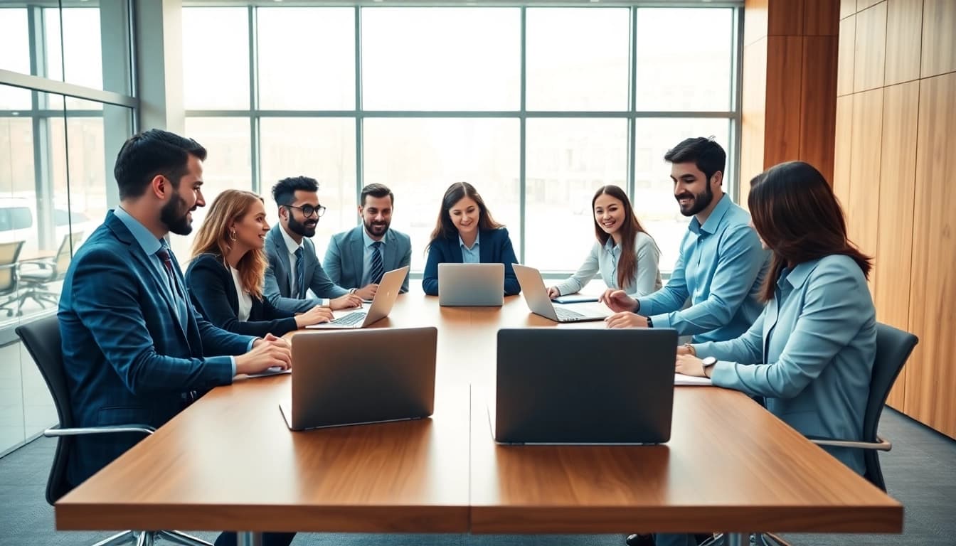 Hire business development reps collaborating in a bright office environment to enhance team effectiveness.