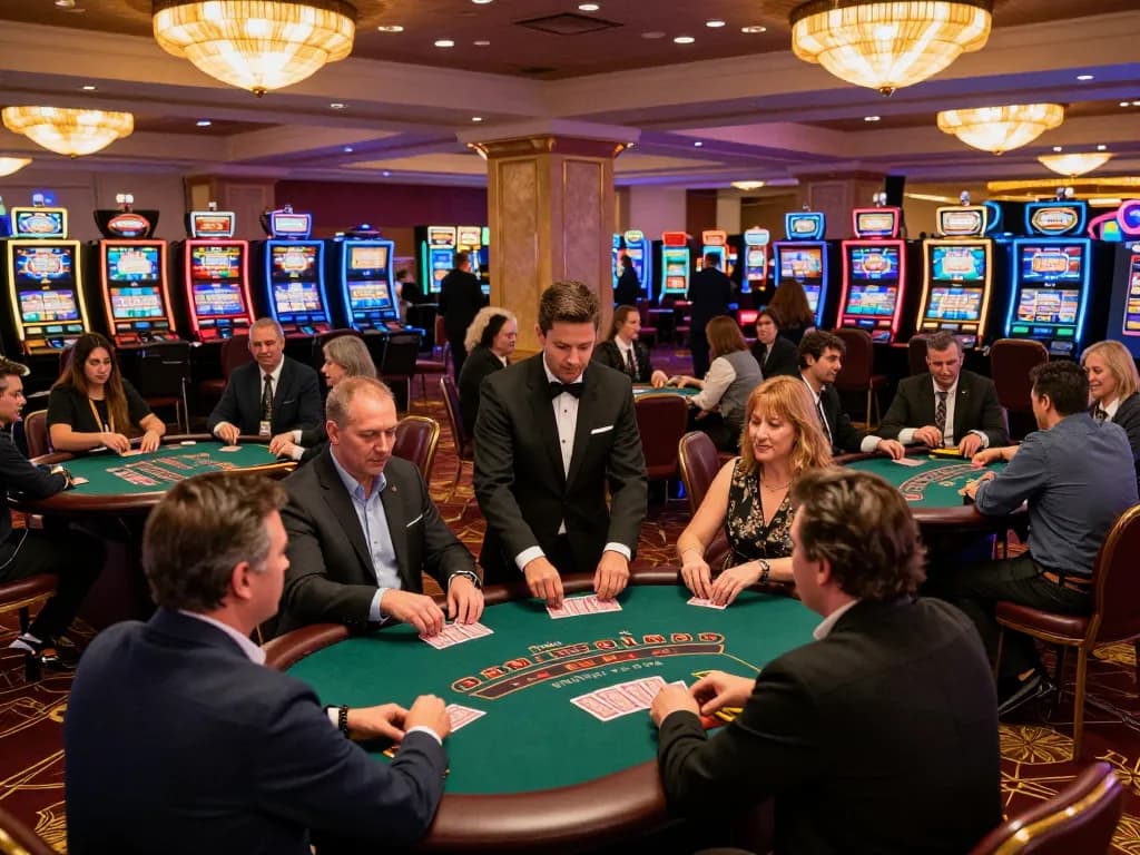 Players enjoying a thrilling game at 789win casino, engaged in strategic blackjack gameplay