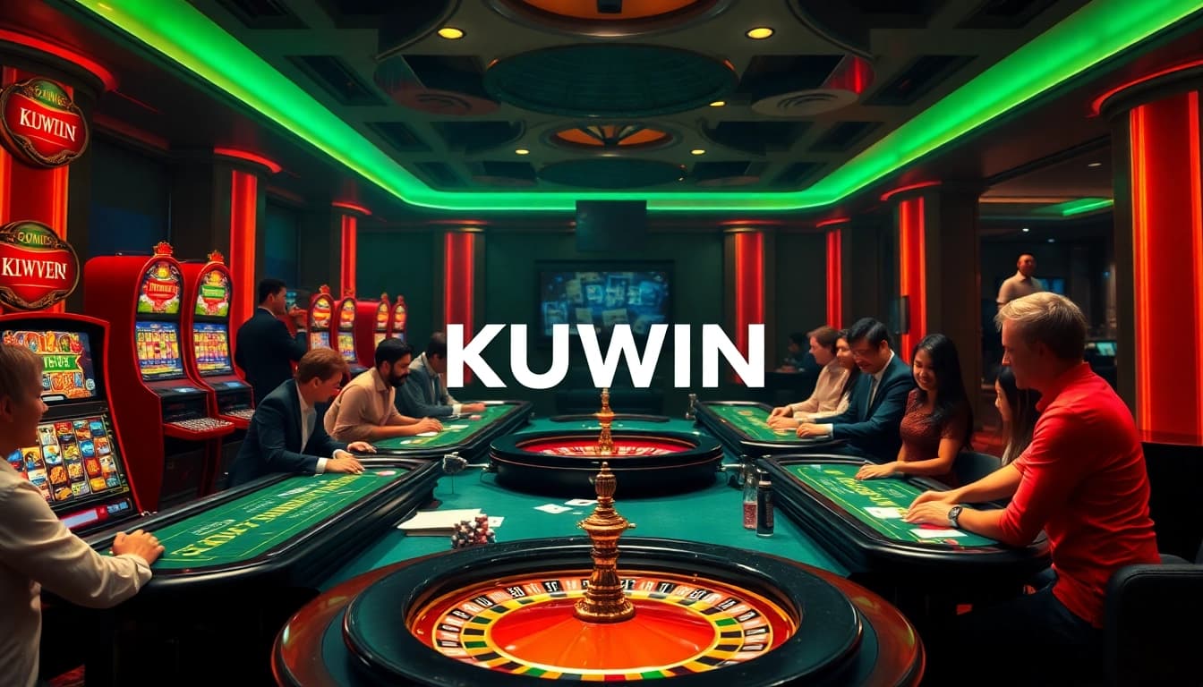 Kuwin's vibrant casino scene featuring thrilling games, professional dealers, and excited players.