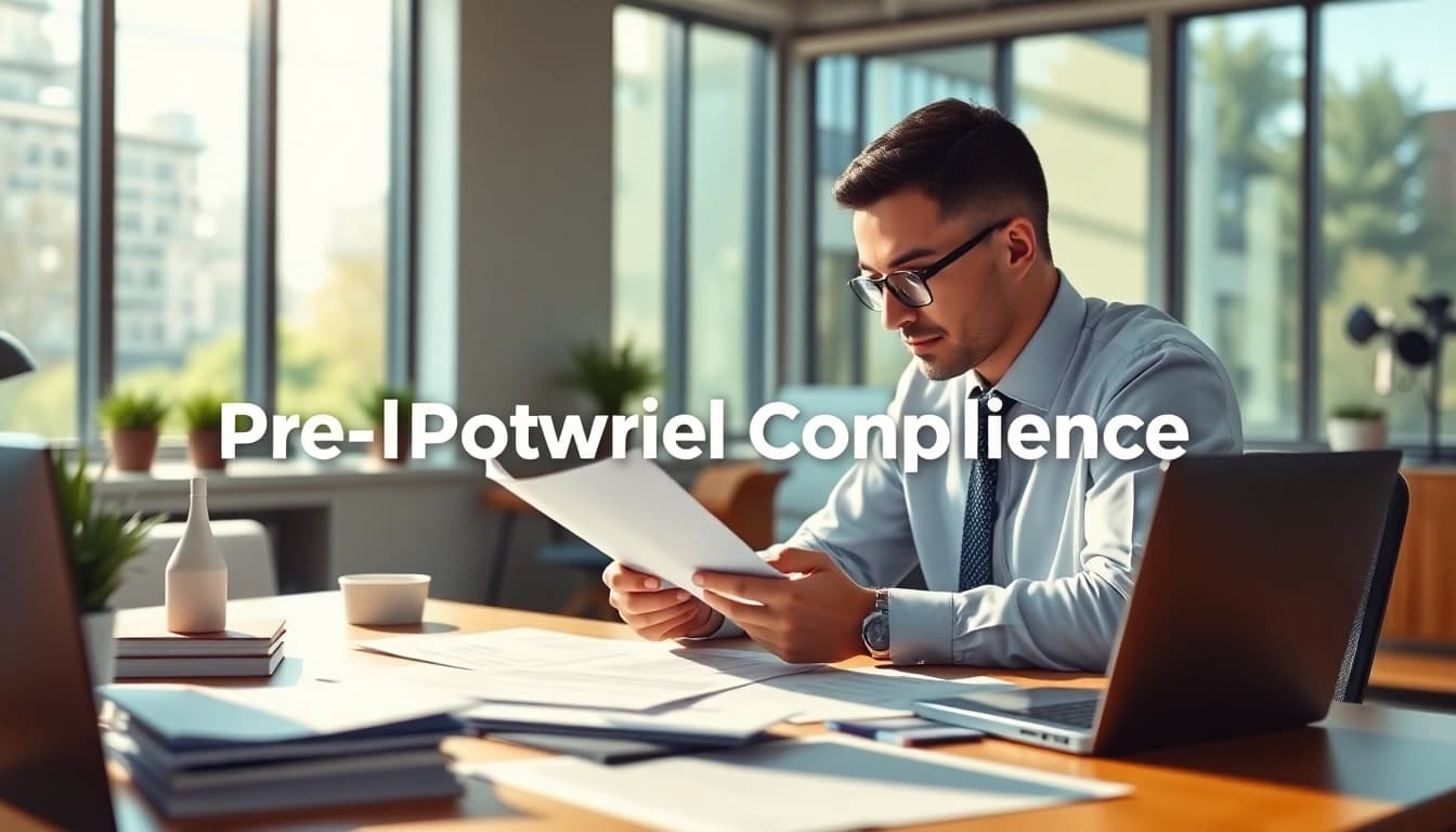 Visual representation of pre-post award compliance review process in a professional office setting