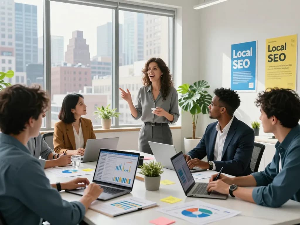 Collaboration on Local SEO NYC strategies in a modern New York office