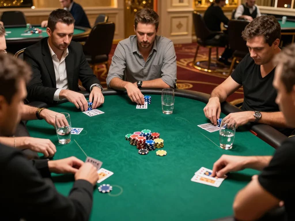 Experience high-stakes action at 88clb poker tables with engaged players and colorful chips.