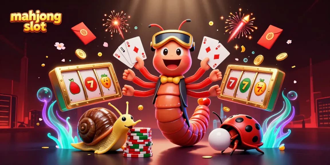 Engage in the mahjong slot adventure with illustrated characters, tiles, and festive elements.