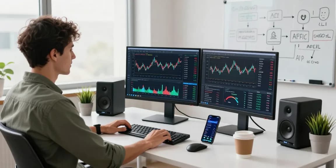 Dynamic workspace of a developer using a free market data API for real-time financial data visualization