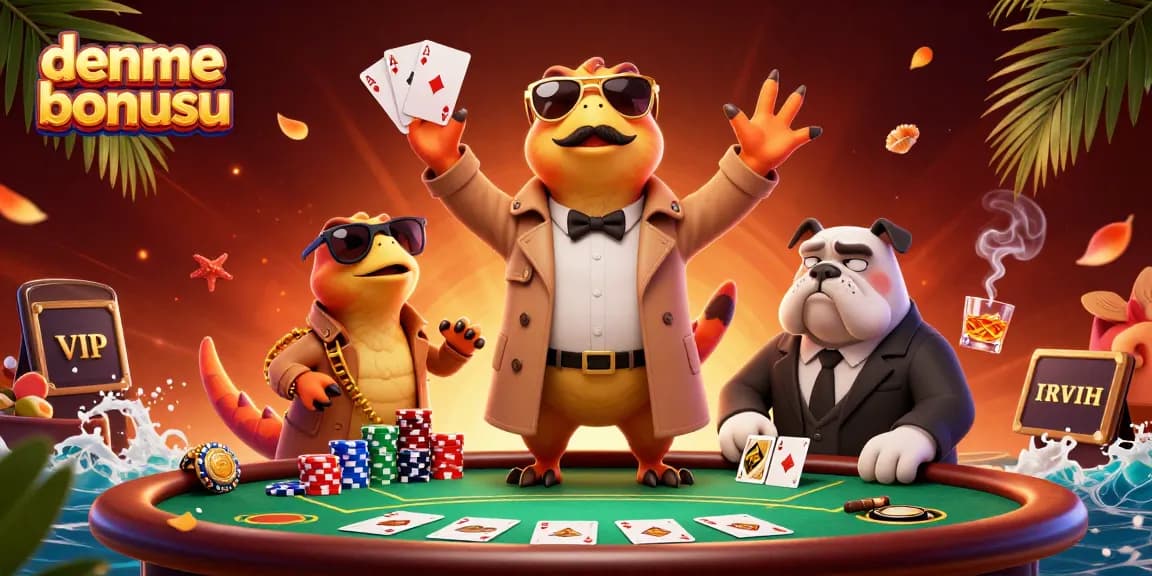 Experience the excitement of deneme bonusu with raptors in trench coats at a casino!
