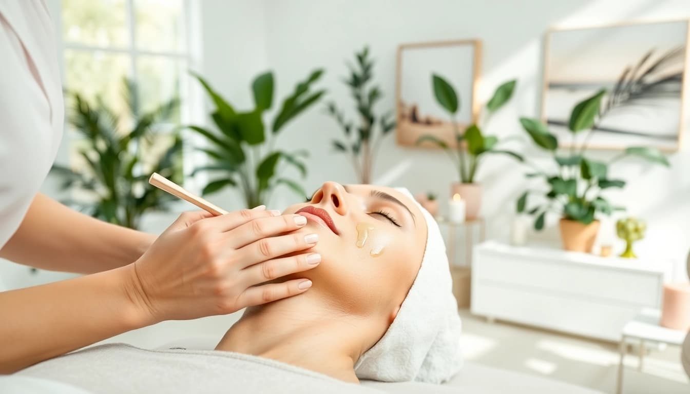 Kosmetikstudio Moers mit professioneller Kosmetikerin während der Gesichtsbehandlung, entspannende Atmosphäre