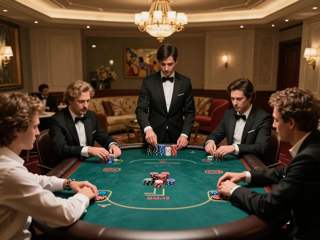 Exciting poker gameplay at an elite table, highlighting strategy and thrill at https://888vnd.bid/ during a luxury gaming night