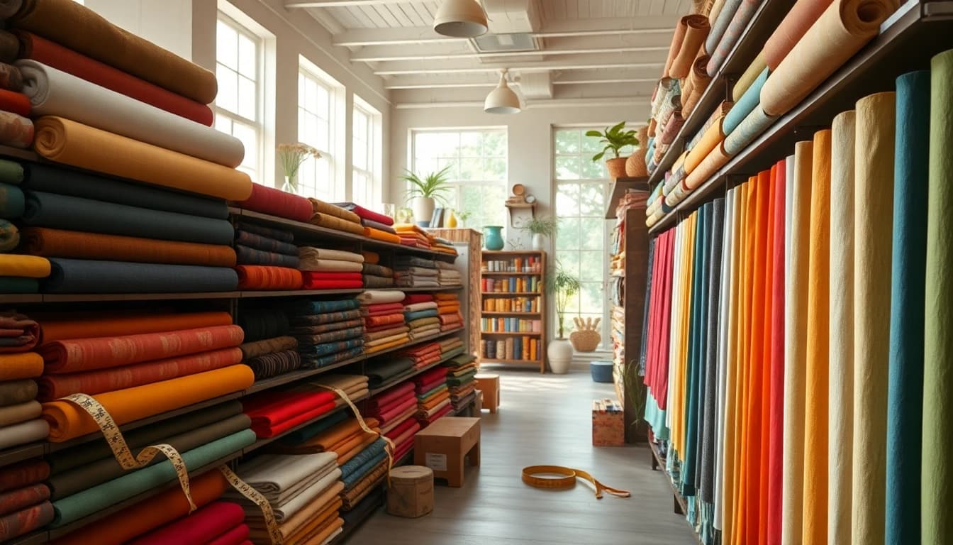 Bekijk ons assortiment canvas stof per meter in een sfeervolle stoffenwinkel