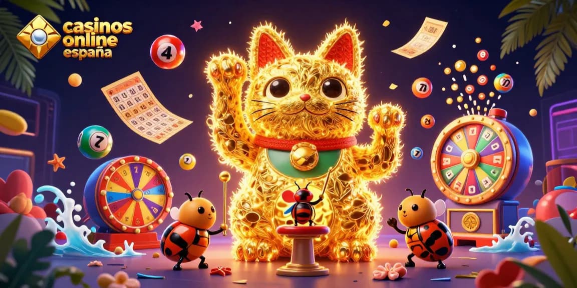 Disfruta de una ilustración 3D vibrante con el gato de la suerte en casinos online españa y emocionantes elementos de juego.